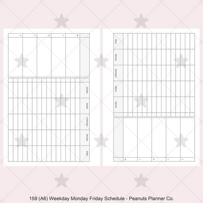 159: Weekday Monday Friday Schedule Horizontal