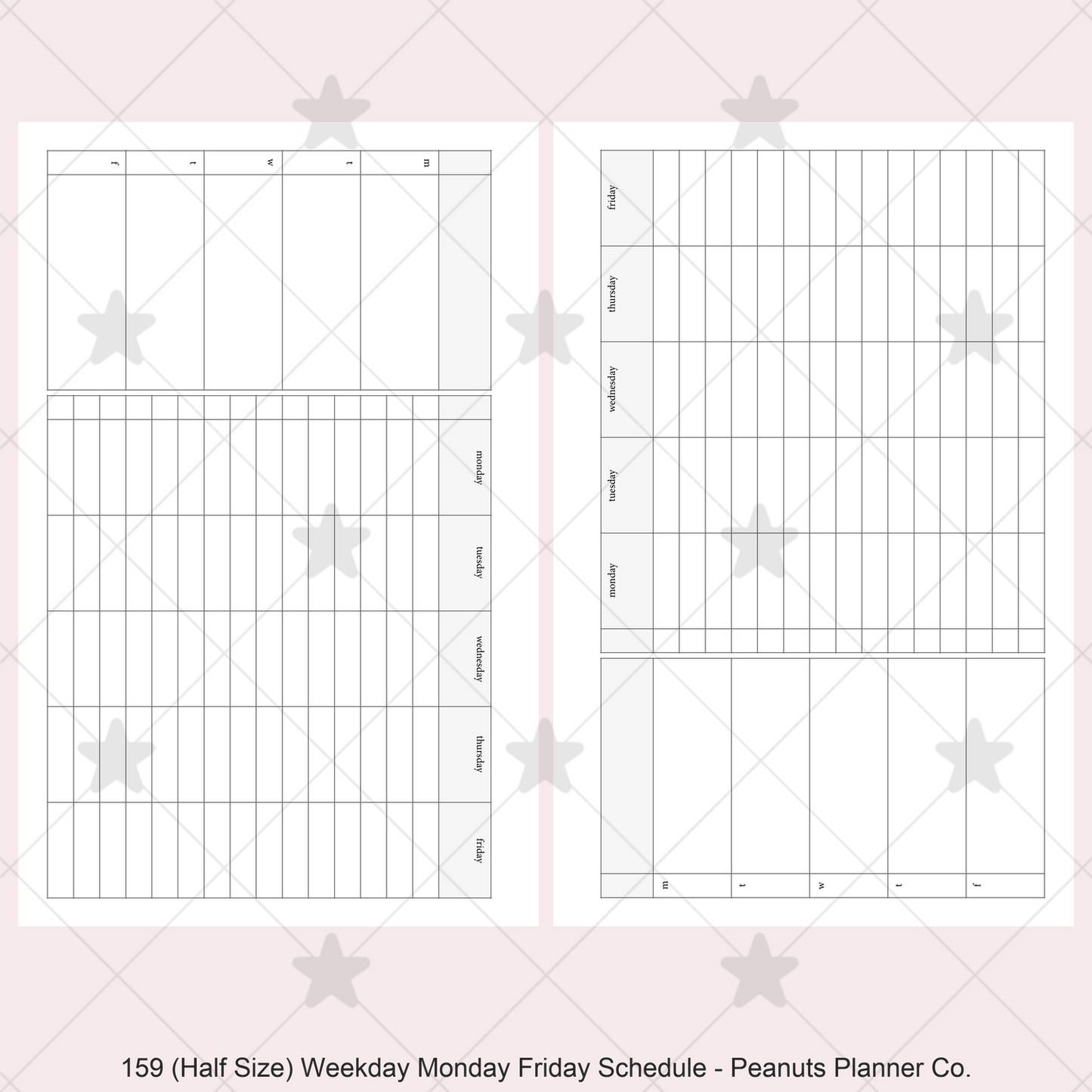 159: Weekday Monday Friday Schedule Horizontal