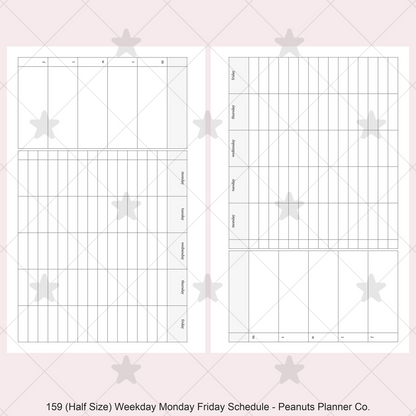 159: Weekday Monday Friday Schedule Horizontal