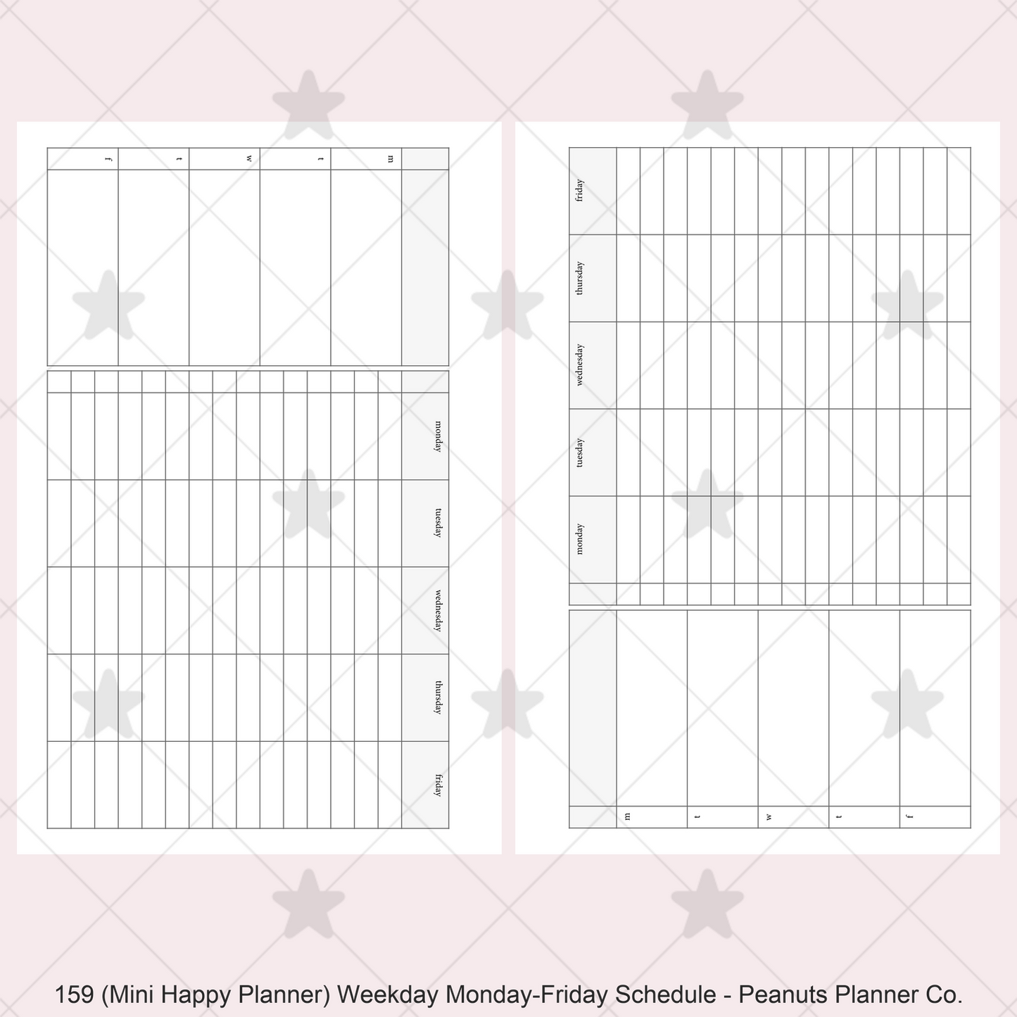 159: Weekday Monday Friday Schedule Horizontal