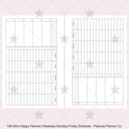 159: Weekday Monday Friday Schedule Horizontal