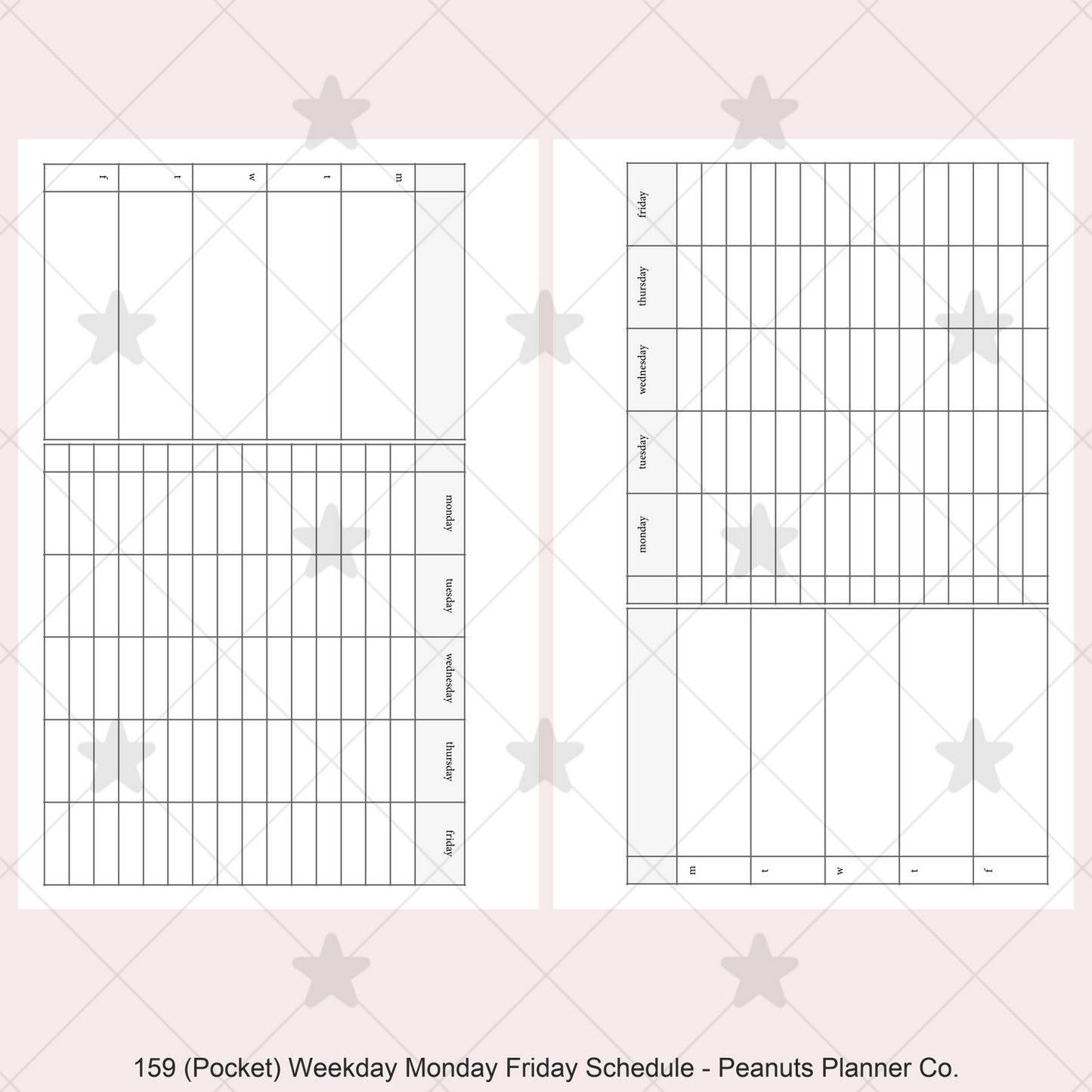 159: Weekday Monday Friday Schedule Horizontal