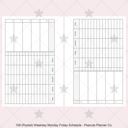 159: Weekday Monday Friday Schedule Horizontal