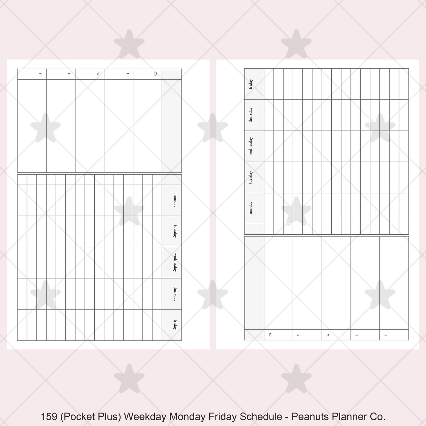 159: Weekday Monday Friday Schedule Horizontal