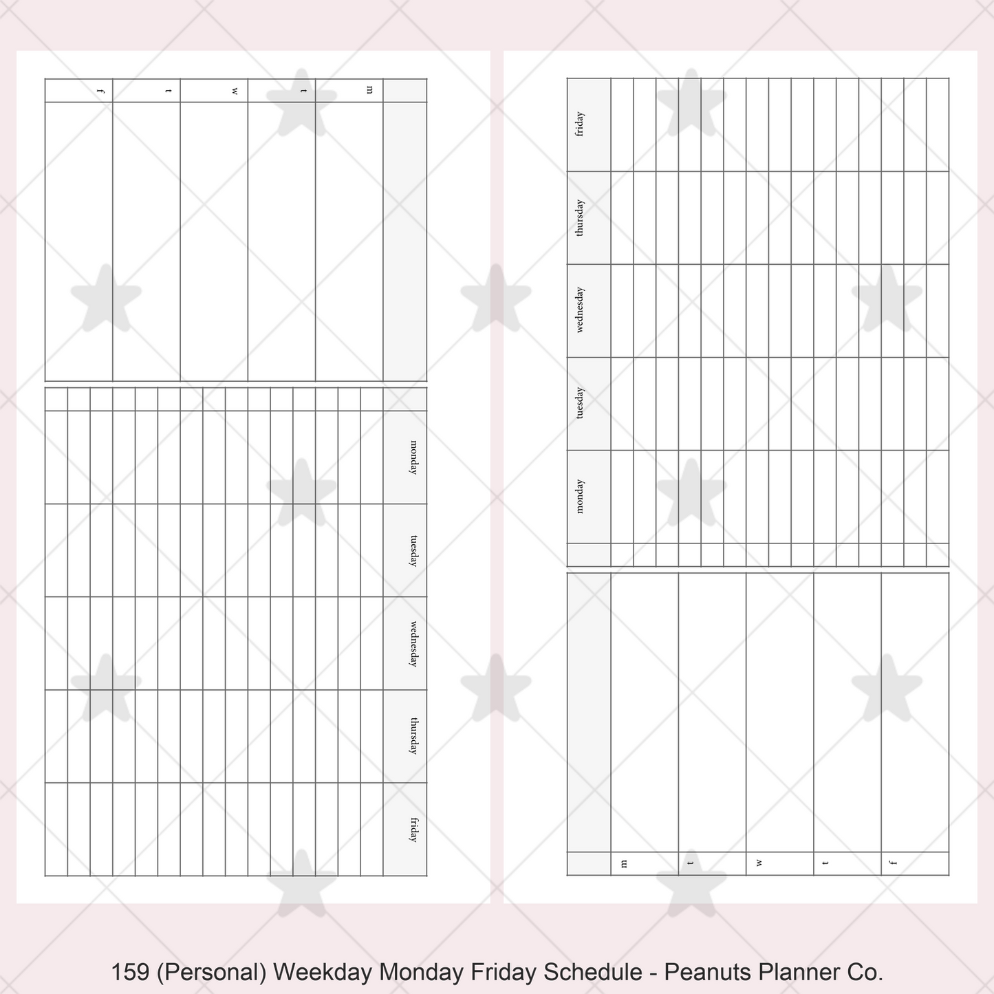 159: Weekday Monday Friday Schedule Horizontal
