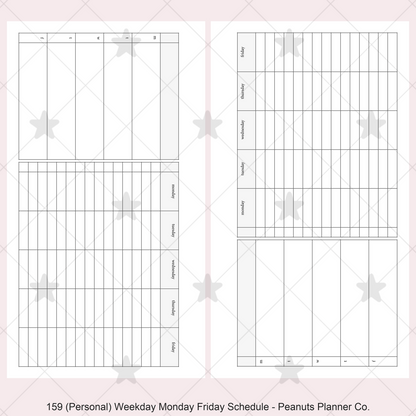 159: Weekday Monday Friday Schedule Horizontal