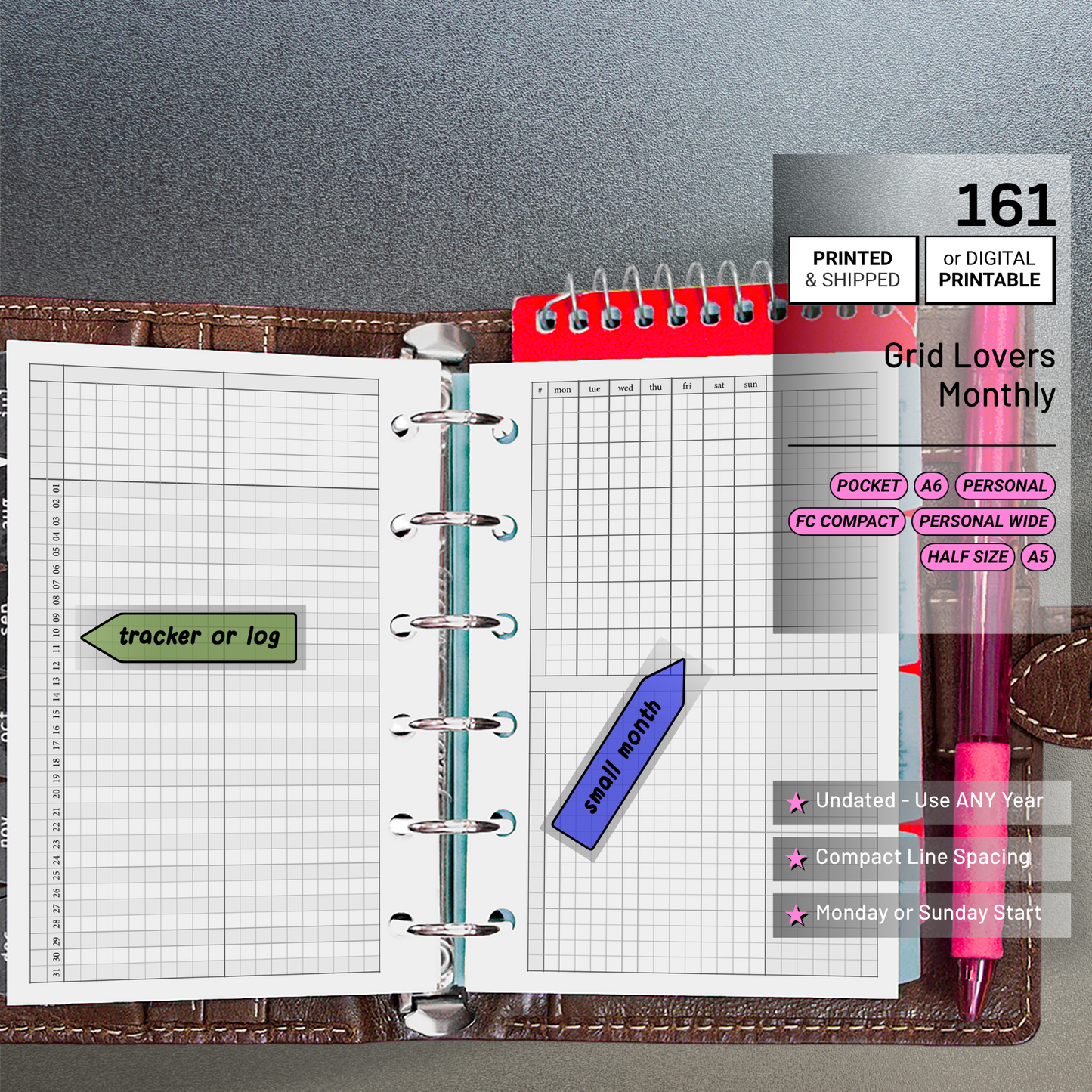 161: Grid Lovers Monthly w/ Daily Habit Tracker Mo2P