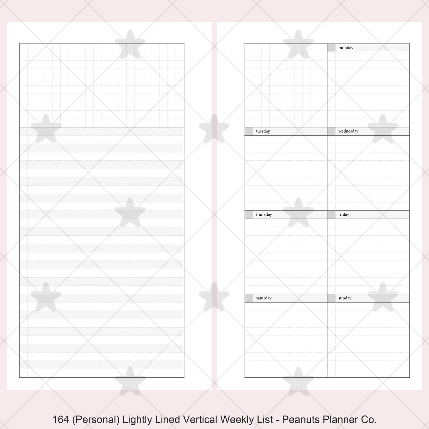 164: Lightly Lined Vertical Weekly Wo1P Wo2P w/ Running Tasks List & Notes