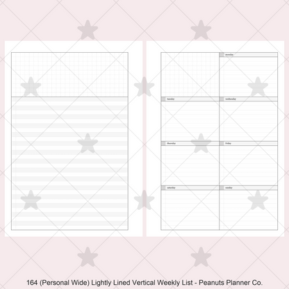 164: Lightly Lined Vertical Weekly Wo1P Wo2P w/ Running Tasks List & Notes