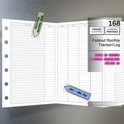 168: Foldout Monthly Tracker Habit Log