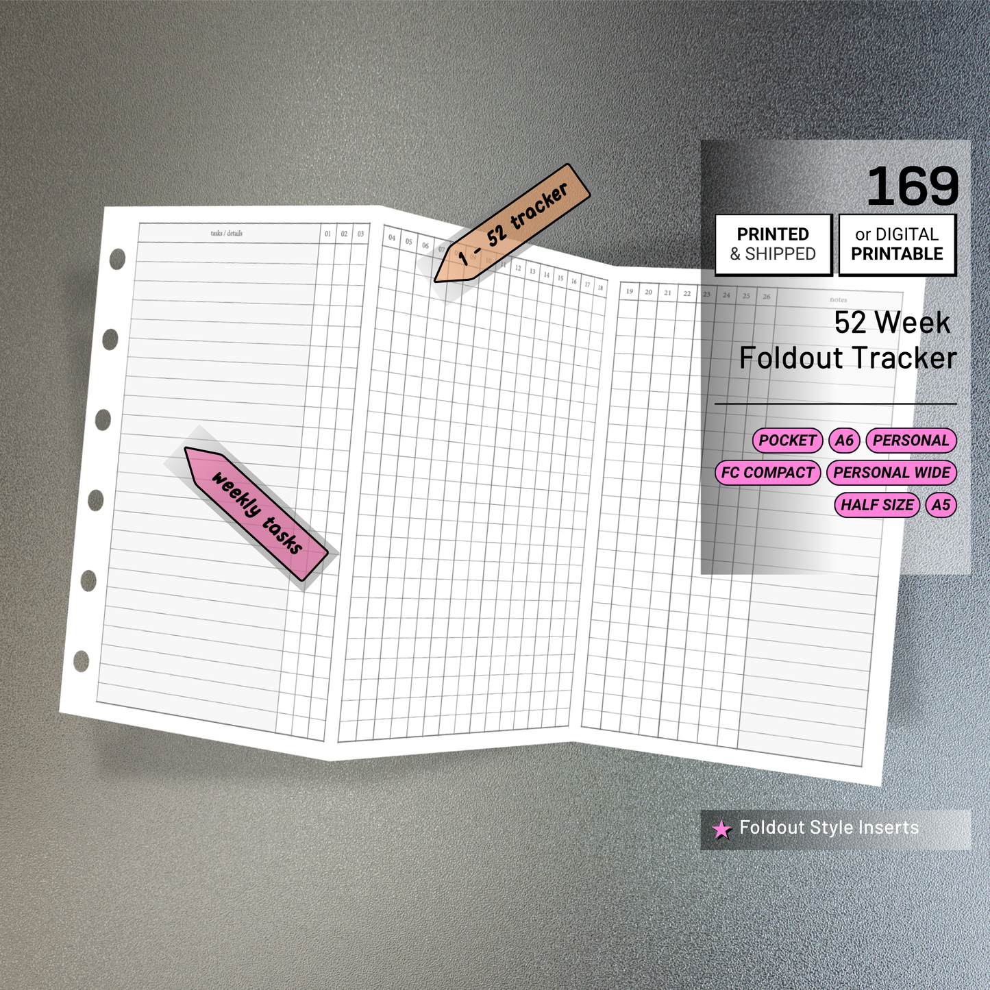 169: 52 Week Foldout Tracker Habit Log