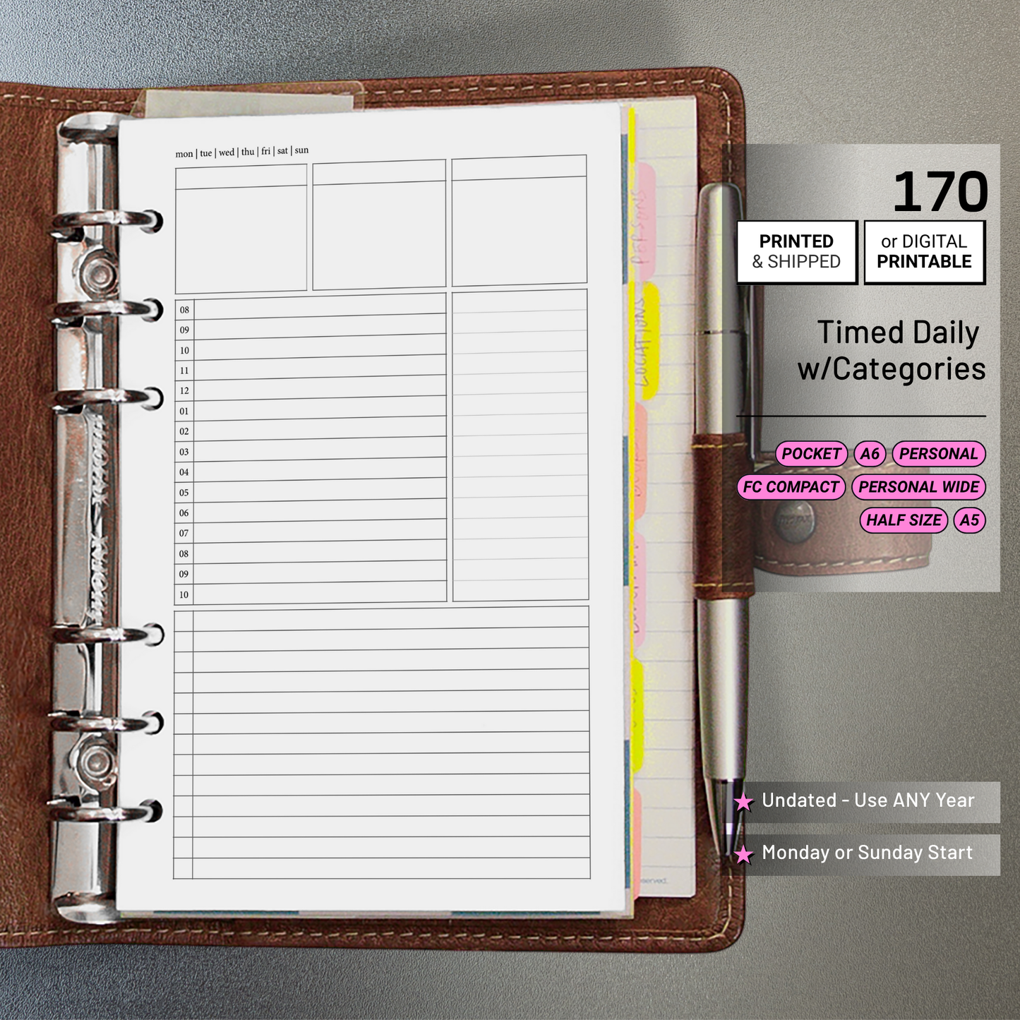 170: Timed Daily Schedule w/ Categories & Tasks Do1P