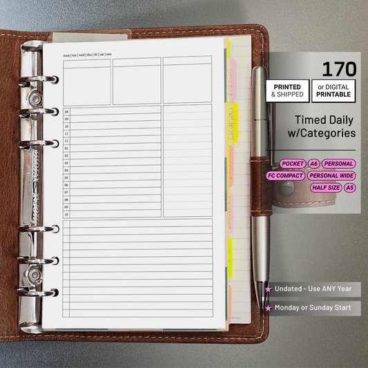 170: Timed Daily Schedule w/ Categories & Tasks Do1P