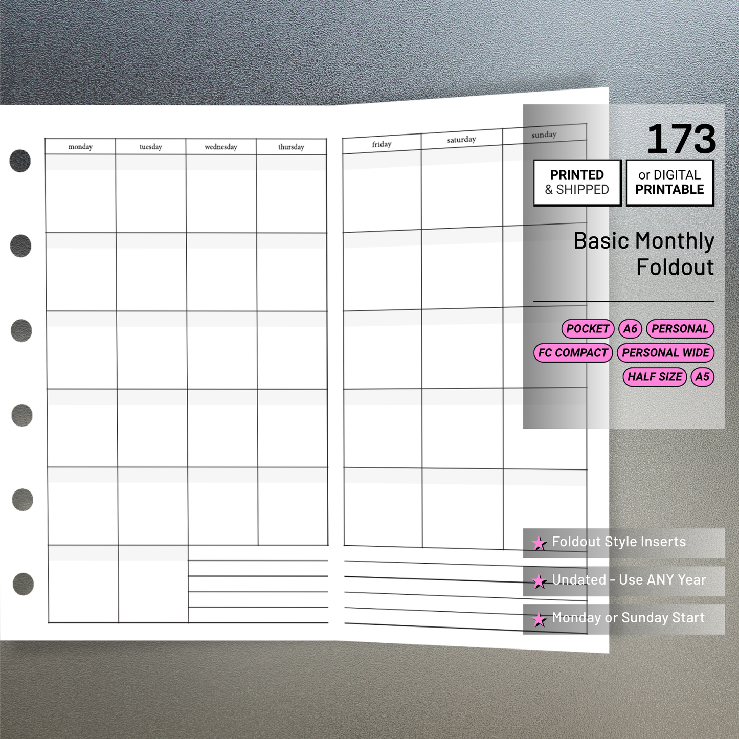 173: Basic Monthly Foldout Mo1P Mo2P