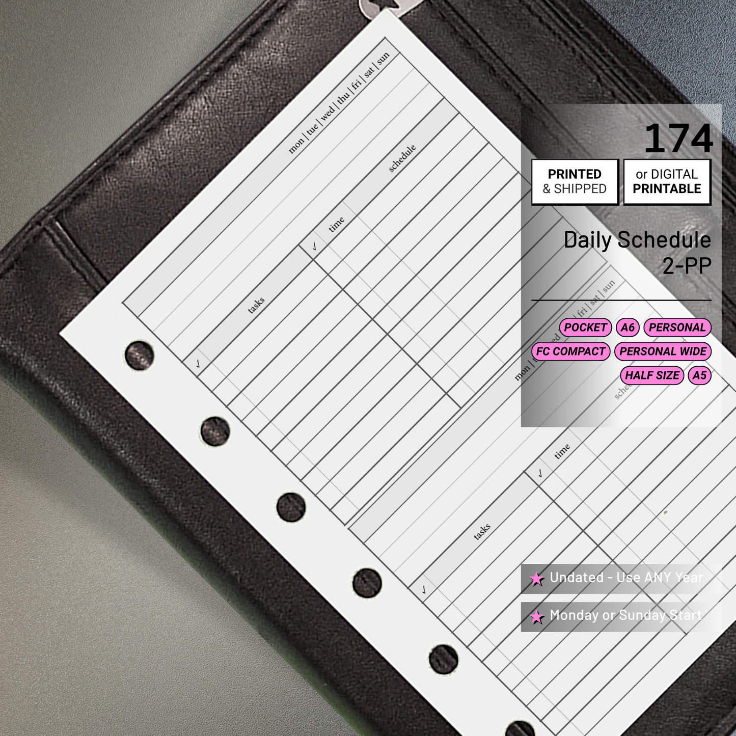 174: Daily w/ Schedule, Tasks, & Notes 2Do1P