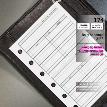 174: Daily w/ Schedule, Tasks, & Notes 2Do1P