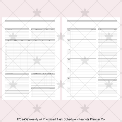 175: Stripes Weekly w/ Prioritized ABC Task List, Small Timed Schedule