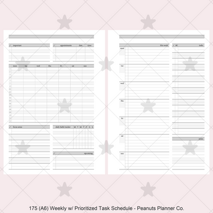 175: Stripes Weekly w/ Prioritized ABC Task List, Small Timed Schedule