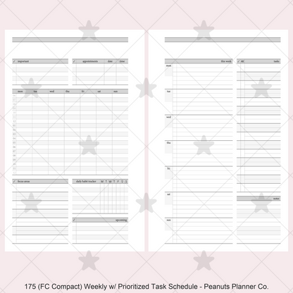 175: Stripes Weekly w/ Prioritized ABC Task List, Small Timed Schedule