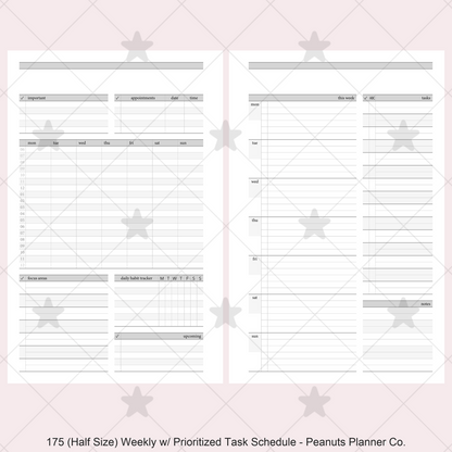 175: Stripes Weekly w/ Prioritized ABC Task List, Small Timed Schedule