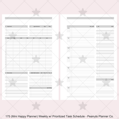 175: Stripes Weekly w/ Prioritized ABC Task List, Small Timed Schedule