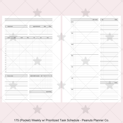 175: Stripes Weekly w/ Prioritized ABC Task List, Small Timed Schedule