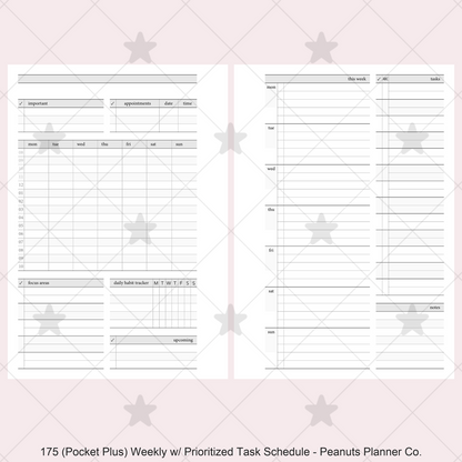 175: Stripes Weekly w/ Prioritized ABC Task List, Small Timed Schedule