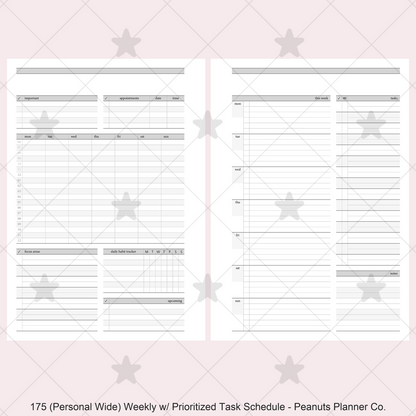 175: Stripes Weekly w/ Prioritized ABC Task List, Small Timed Schedule