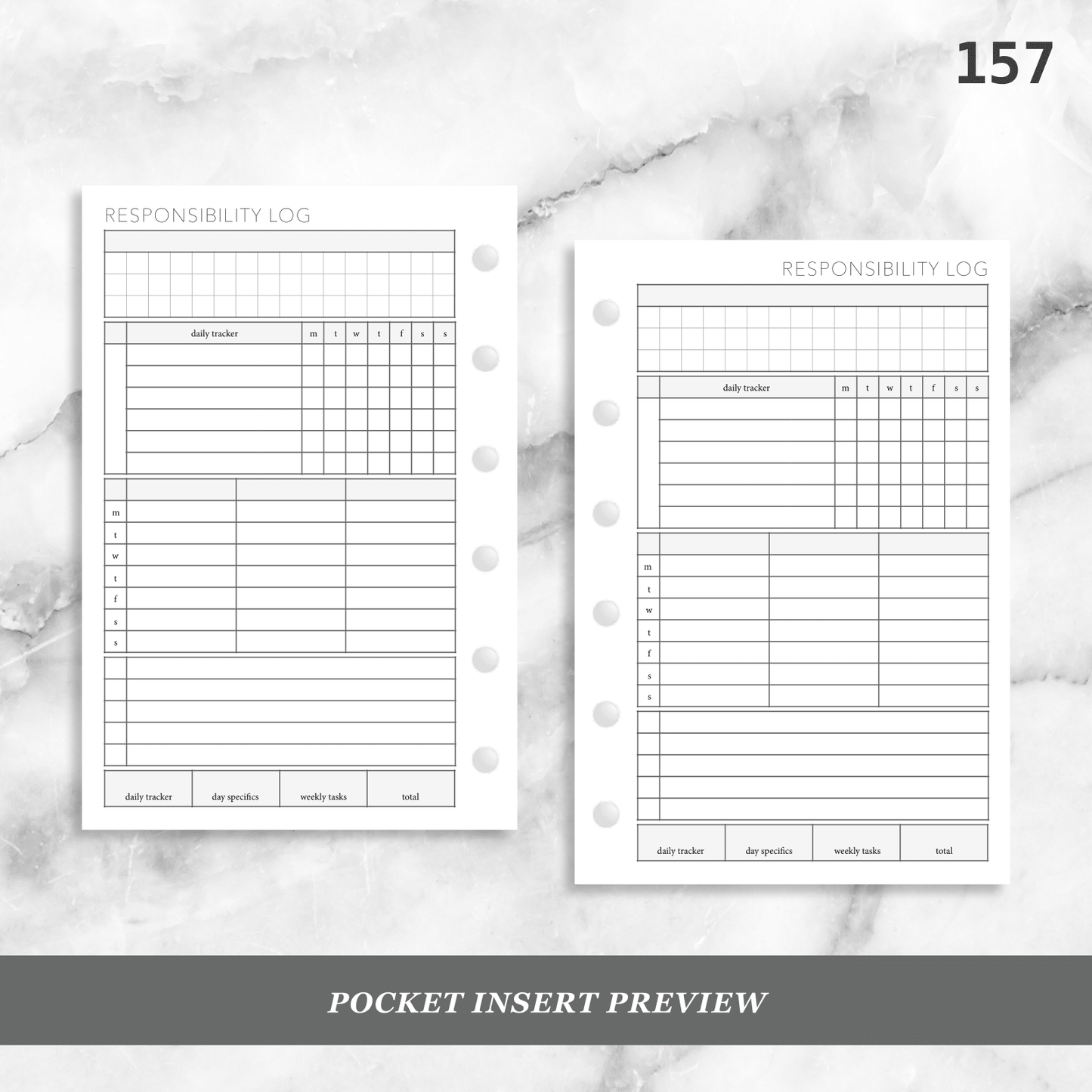 157: Weekly Responsibility Log Children Kids Chores Allowance Tracker Wo1P