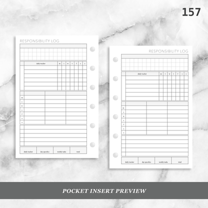 157: Weekly Responsibility Log Children Kids Chores Allowance Tracker Wo1P
