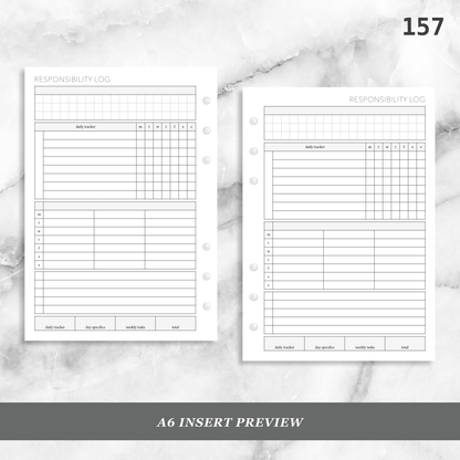 157: Weekly Responsibility Log Children Kids Chores Allowance Tracker Wo1P