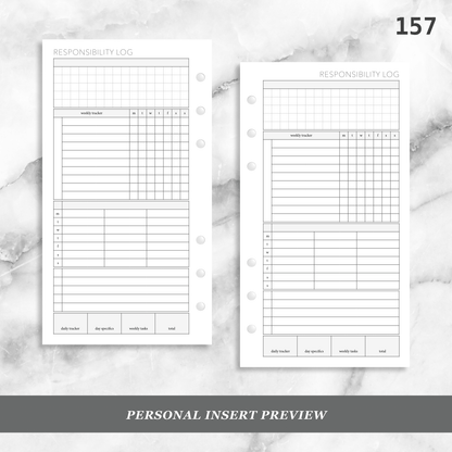 157: Weekly Responsibility Log Children Kids Chores Allowance Tracker Wo1P