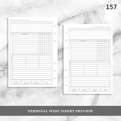 157: Weekly Responsibility Log Children Kids Chores Allowance Tracker Wo1P