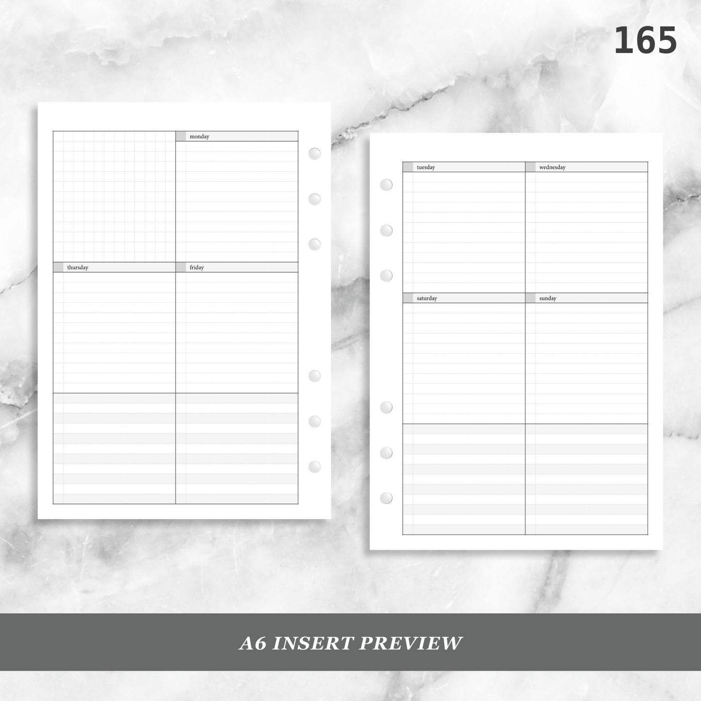 165: Lightly Lined Vertical Weekly Wo2P w/ Tasks & Notes