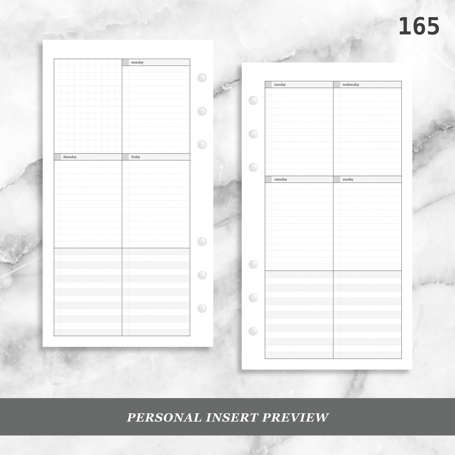 165: Lightly Lined Vertical Weekly Wo2P w/ Tasks & Notes