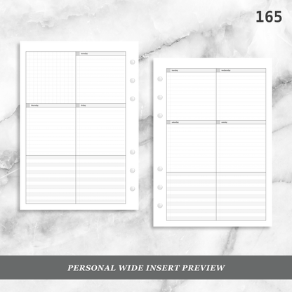 165: Lightly Lined Vertical Weekly Wo2P w/ Tasks & Notes