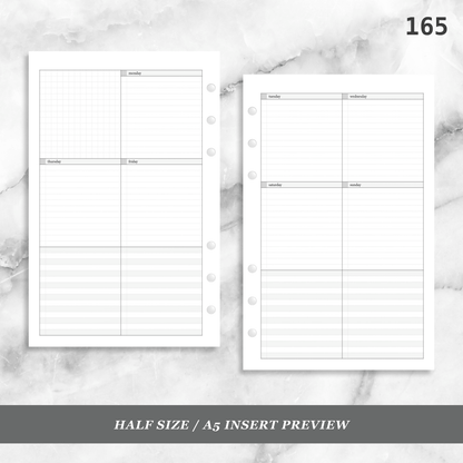 165: Lightly Lined Vertical Weekly Wo2P w/ Tasks & Notes