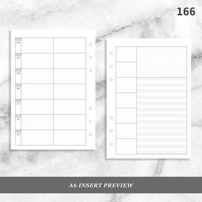 166: Lightly Lined Sectioned Horizontal Weekly Wo1P Wo2P w/ Running Tasks List & Notes