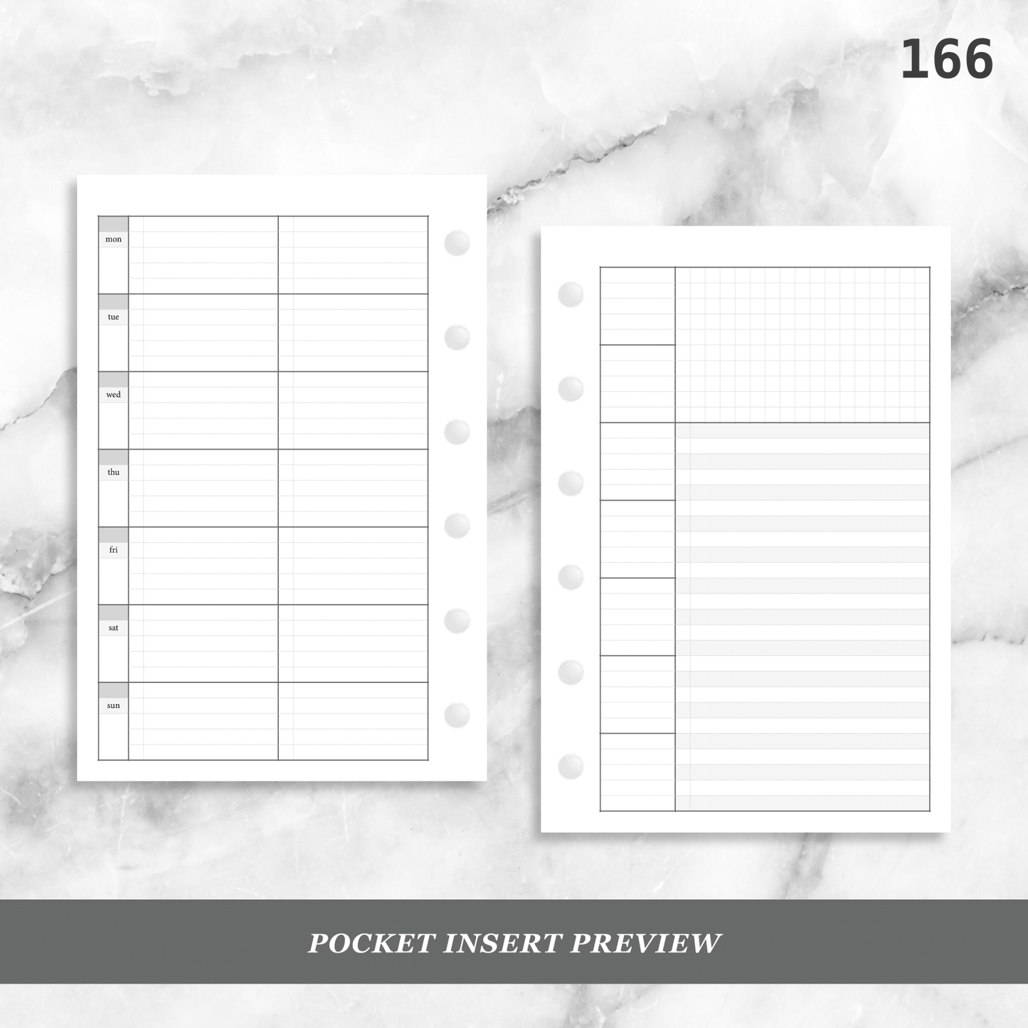 166: Lightly Lined Sectioned Horizontal Weekly Wo1P Wo2P w/ Running Tasks List & Notes