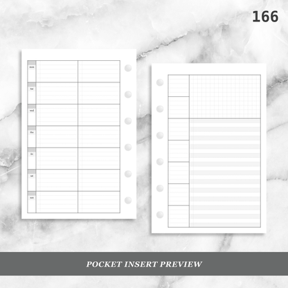 166: Lightly Lined Sectioned Horizontal Weekly Wo1P Wo2P w/ Running Tasks List & Notes