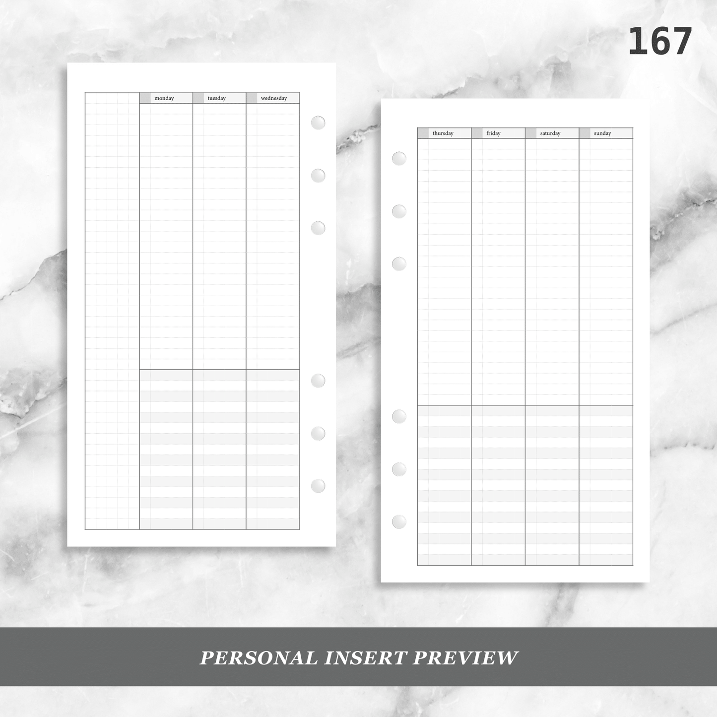 167: Lightly Lined Vertical Column Weekly Wo2P w/ Tasks & Notes