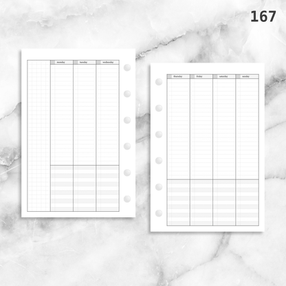 167: Lightly Lined Vertical Column Weekly Wo2P w/ Tasks & Notes