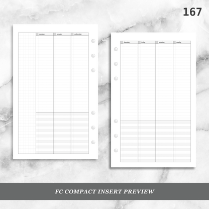 167: Lightly Lined Vertical Column Weekly Wo2P w/ Tasks & Notes