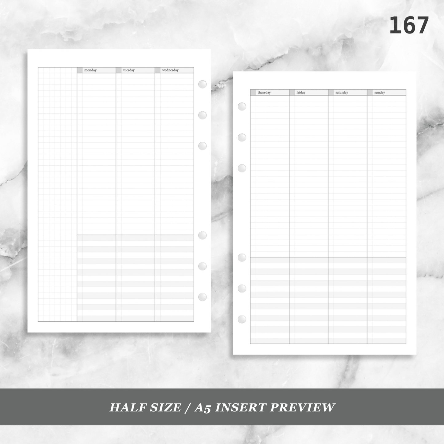 167: Lightly Lined Vertical Column Weekly Wo2P w/ Tasks & Notes