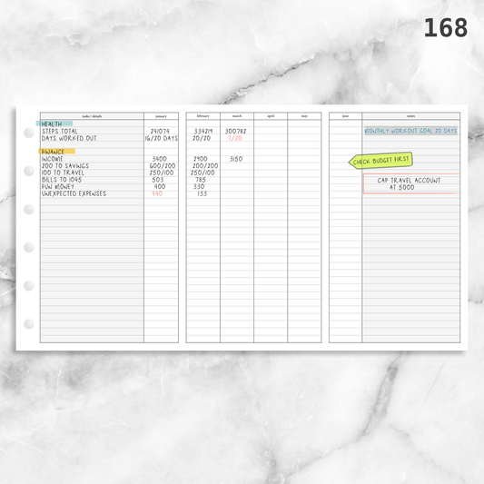 168: Foldout Monthly Tracker Habit Log