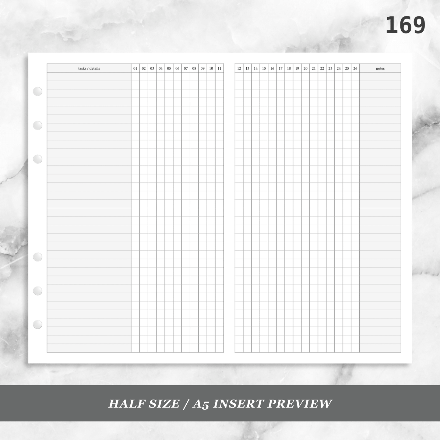 169: 52 Week Foldout Tracker Habit Log