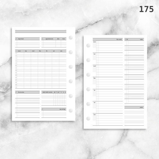 175: Stripes Weekly w/ Prioritized ABC Task List, Small Timed Schedule