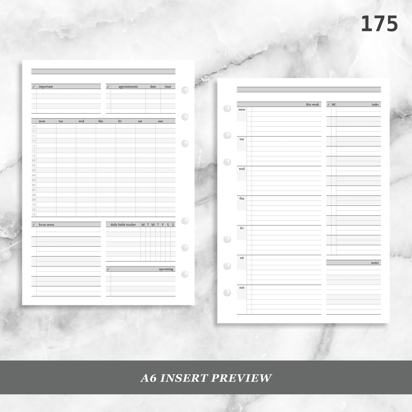 175: Stripes Weekly w/ Prioritized ABC Task List, Small Timed Schedule