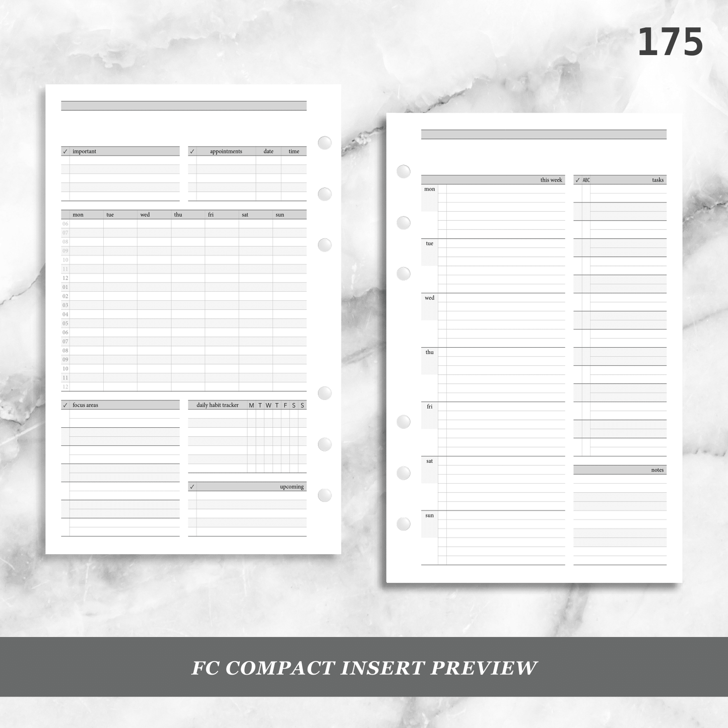 175: Stripes Weekly w/ Prioritized ABC Task List, Small Timed Schedule